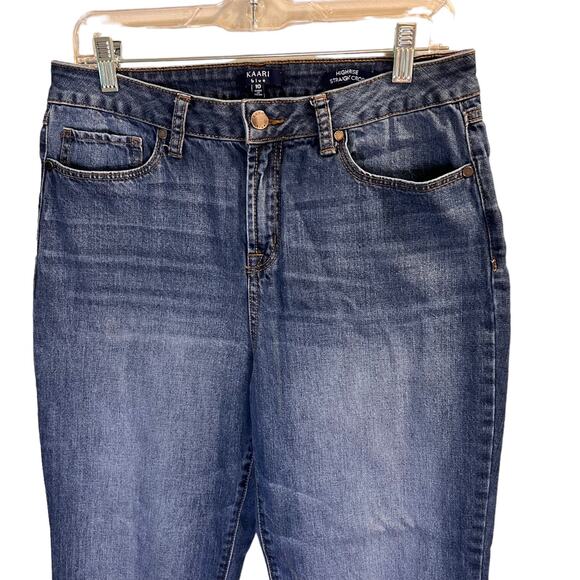 Kaari High Rise Straight Crop Jeans Women's 10 Cuffed Hem Medium Wash Blue - Picture 2 of 15